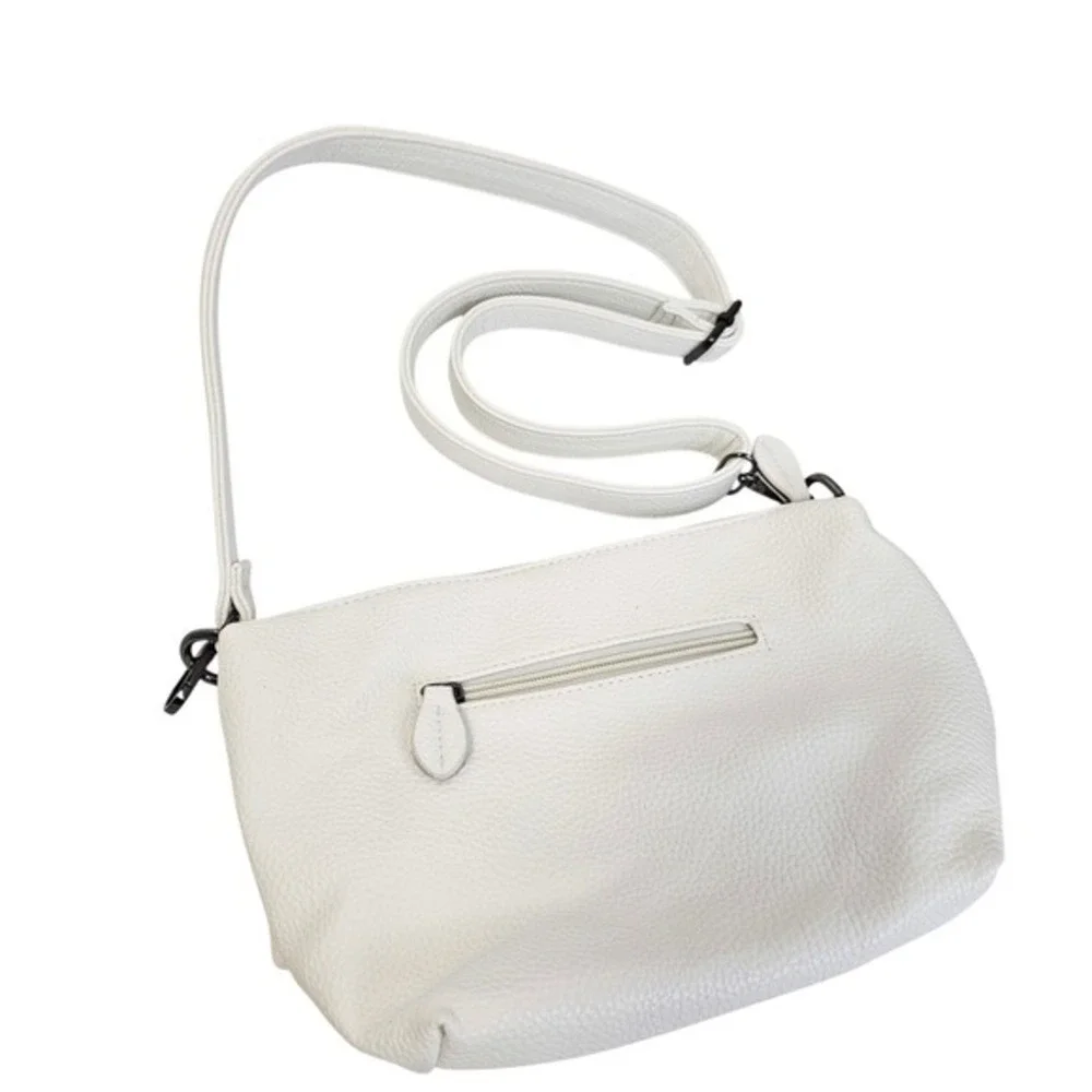 INZI Black White Studded Eyelet Handbag Removable Crossbody Pouch Vegan‎ Leather